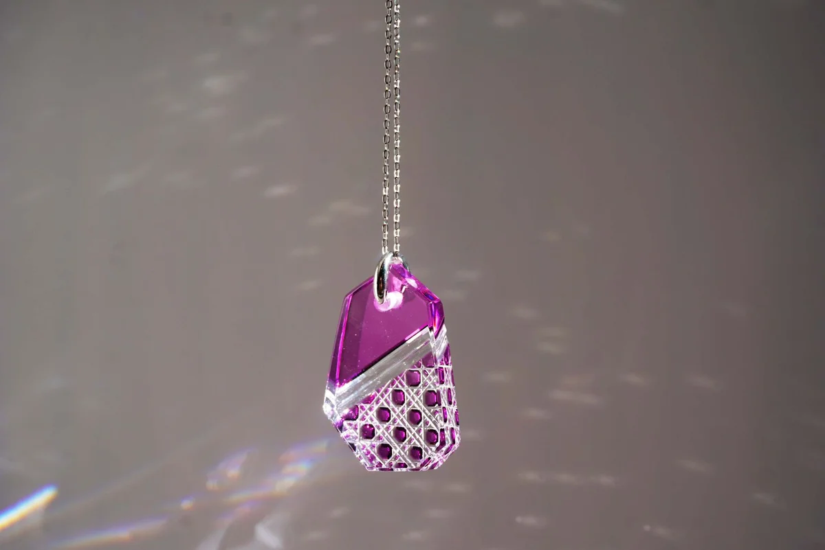 Kiriko Glass Pendant Necklace - 14K Gold Plated Japanese Jewelry with Purple Glass Beads | Elegant Gift for Women, Perfect for Weddings & Special Occasions