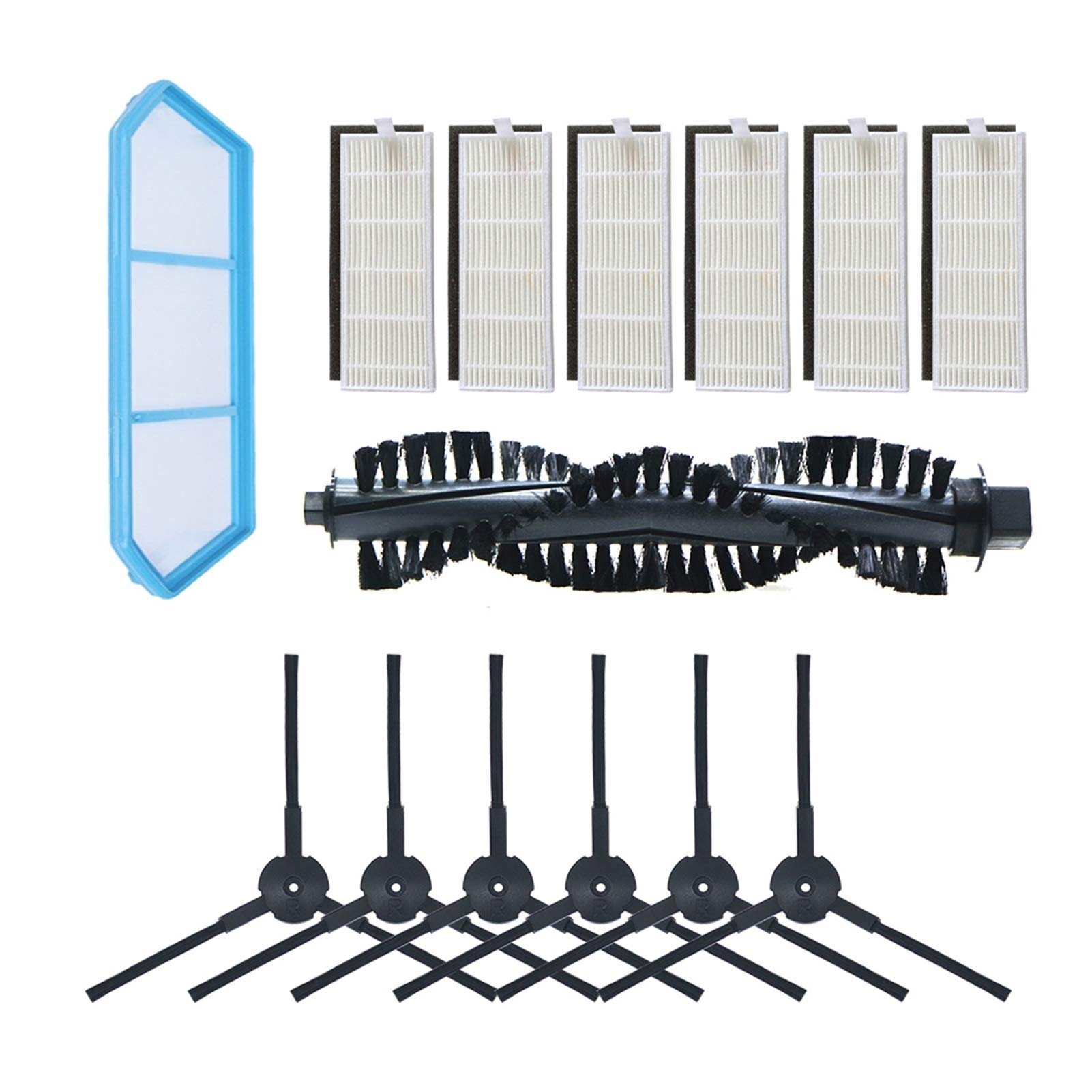 Qgg Replacement Parts Kit for Robot Vacuum Cleaner - Includes Main Brush, Side Brushes & Filter Accessories (Style 1) - Compatible with Most Robotic Vacuums for Home & Pet Hair Cleaning