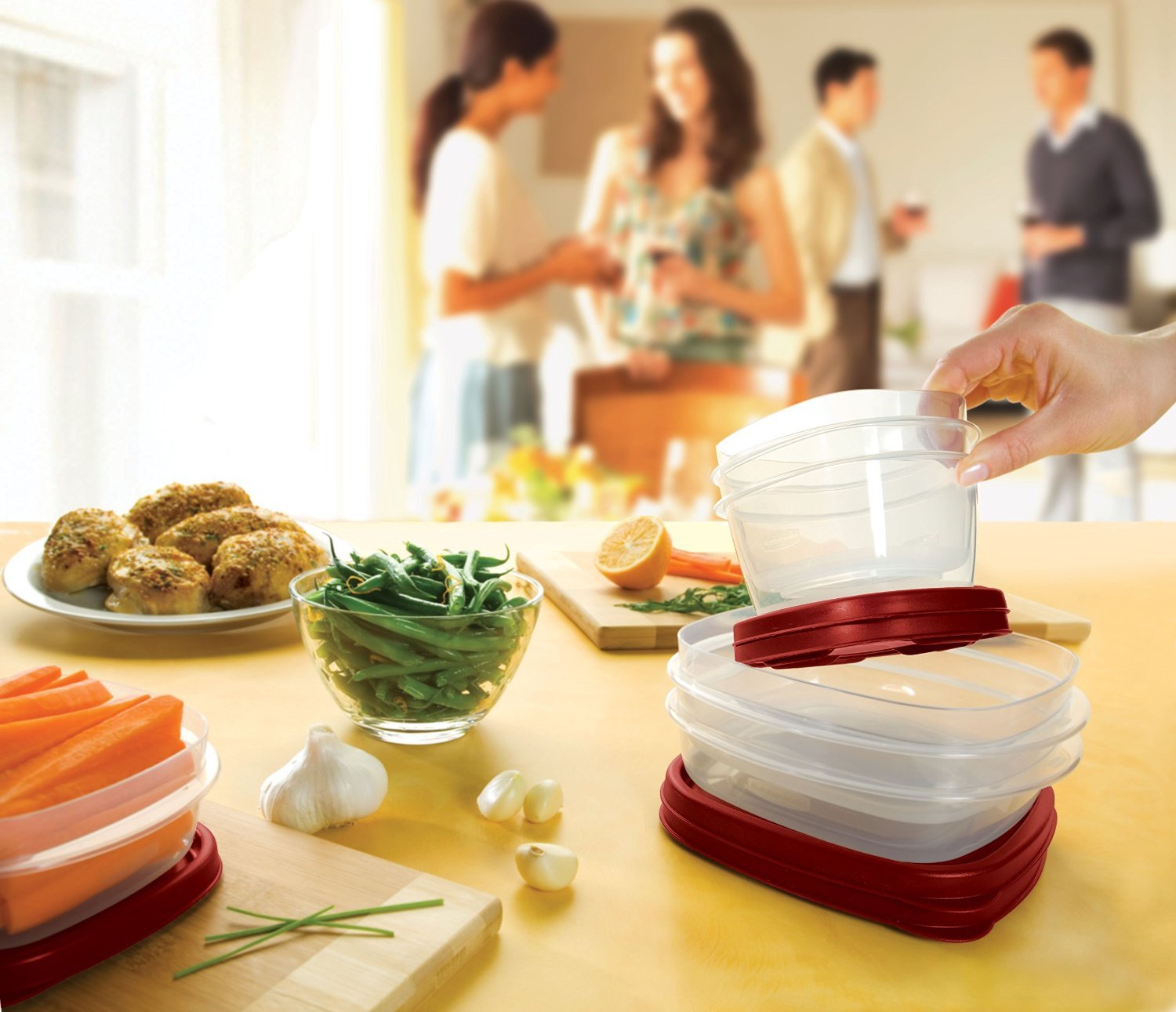 Rubbermaid Easy Find Lids Food Storage Containers Set - 18-Piece Airtight BPA-Free Kitchen Organization (Racer Red) for Meal Prep, Leftovers & Pantry Storage