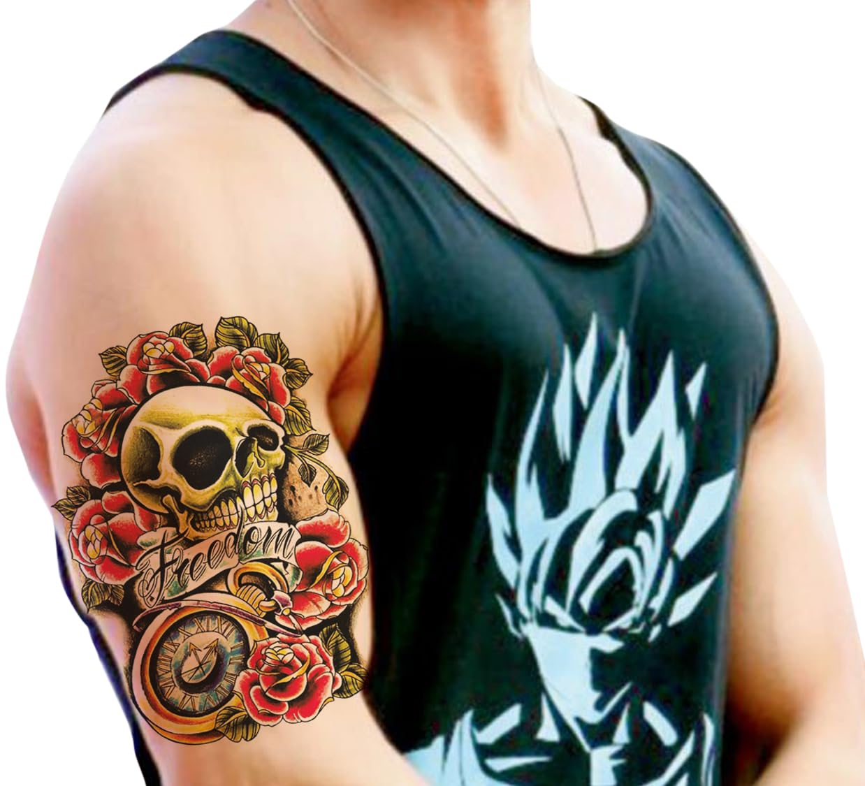 Waterproof Temporary Tattoo Stickers for Men & Women - 3D Realistic Flowers, Butterflies, Stars, Angels, Wolves & Armband Designs (21x15cm) | Perfect for Parties, Halloween, Cosplay & Body Art | HB-47