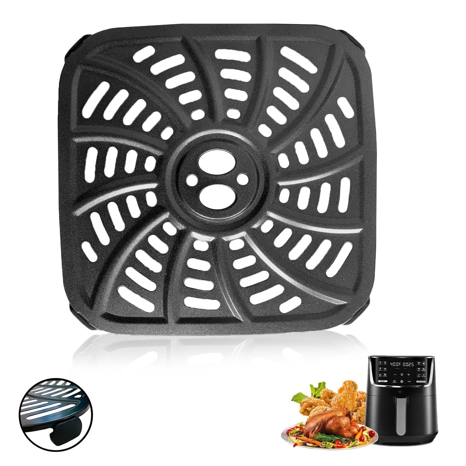 Upgraded 4QT Nonstick Air Fryer Crisper Plate for Gourmia GAF414 Digital Air Fryers - Replacement Grill Pan Tray Rack Insert Grate Grid Shelf | Perfect for Healthy Cooking, Crispy Snacks & Family Meals