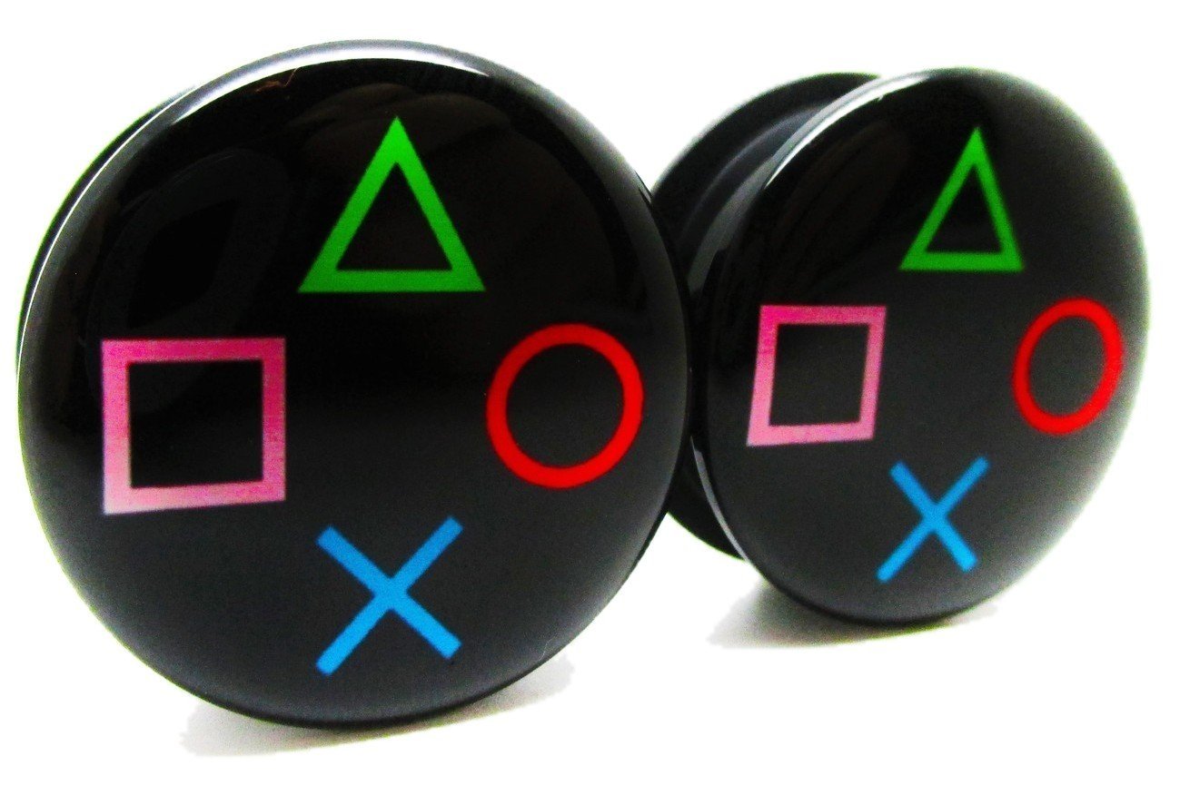 Pierced Republic Playstation Controller Ear Plugs - Acrylic Screw-On Gaming Earrings - Perfect for Gamers & Cosplay Enthusiasts