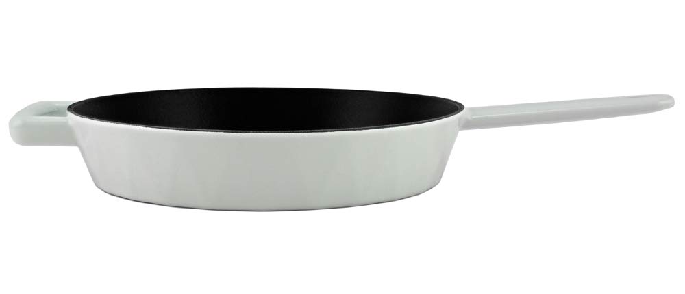 Premium White Enameled Cast Iron Diamond Frying Pan - 24cm Non-Stick Skillet for Induction, Gas, Electric & Oven Safe - Perfect for Searing, Baking & Serving Dishes