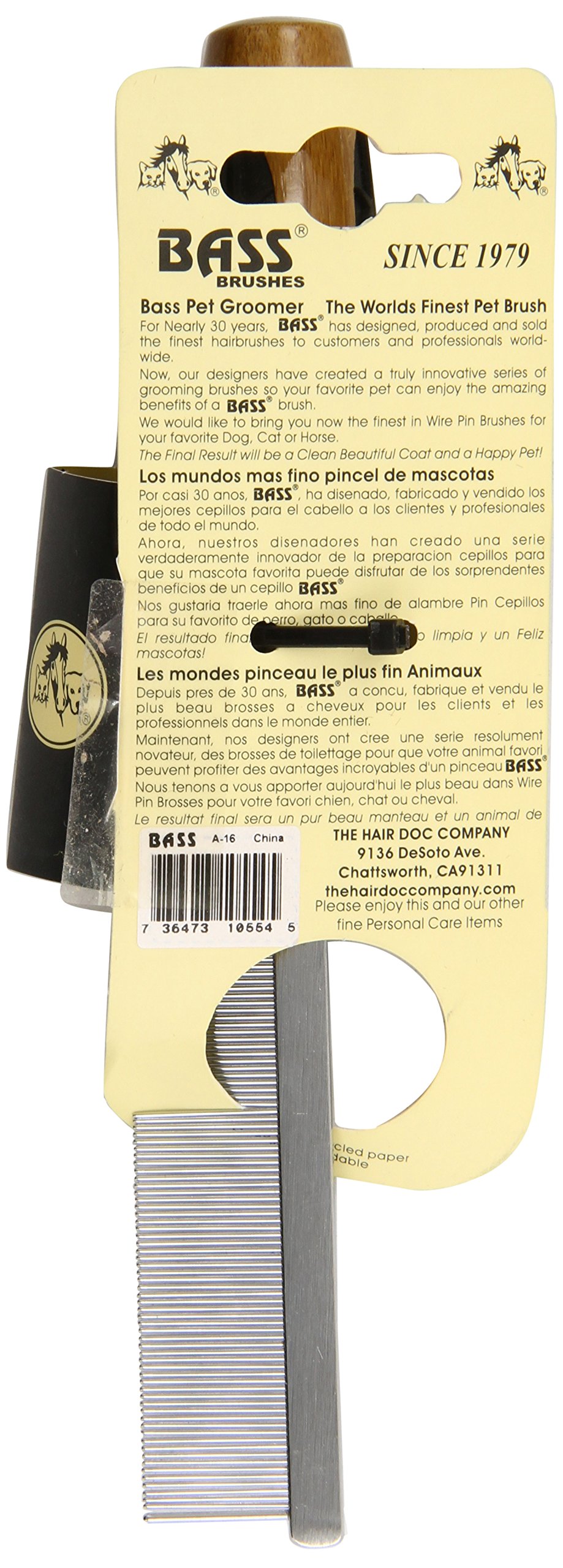 Premium Fine Tooth Metal Pet Comb with Bamboo Wood Handle - Gentle Detangling Brush for Dogs & Cats - Perfect for Grooming, Shedding Control & Coat Care at Home or Professional Use