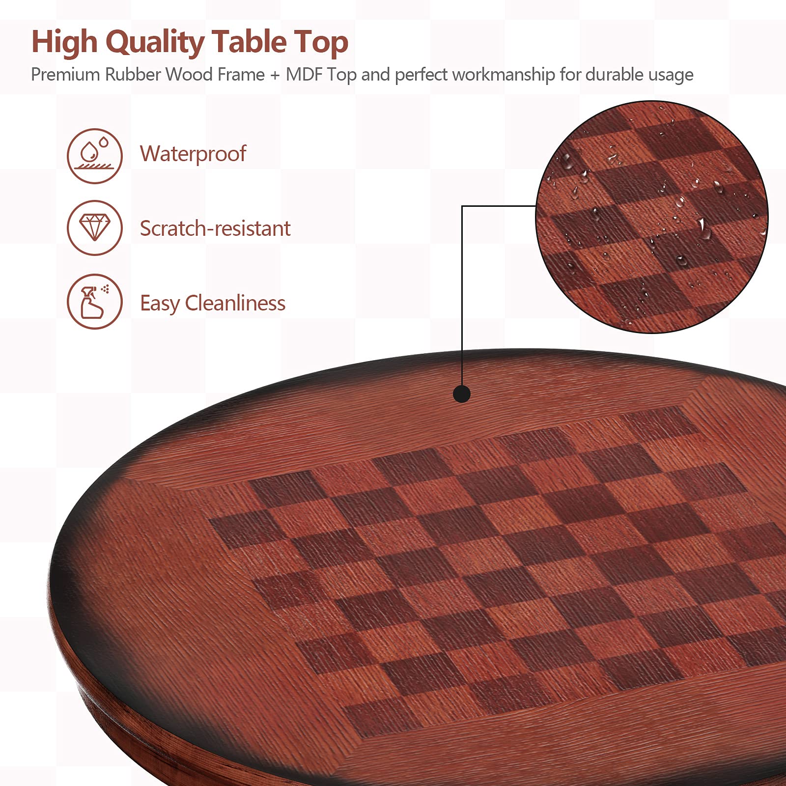 Giantex 5-Piece Pub Table Set with Wooden Pedestal Base, 360° Swivel Bar Stools, Modern Round Bar Table for Small Spaces, Living Room, Restaurant, Dining Room, and Outdoor Patio