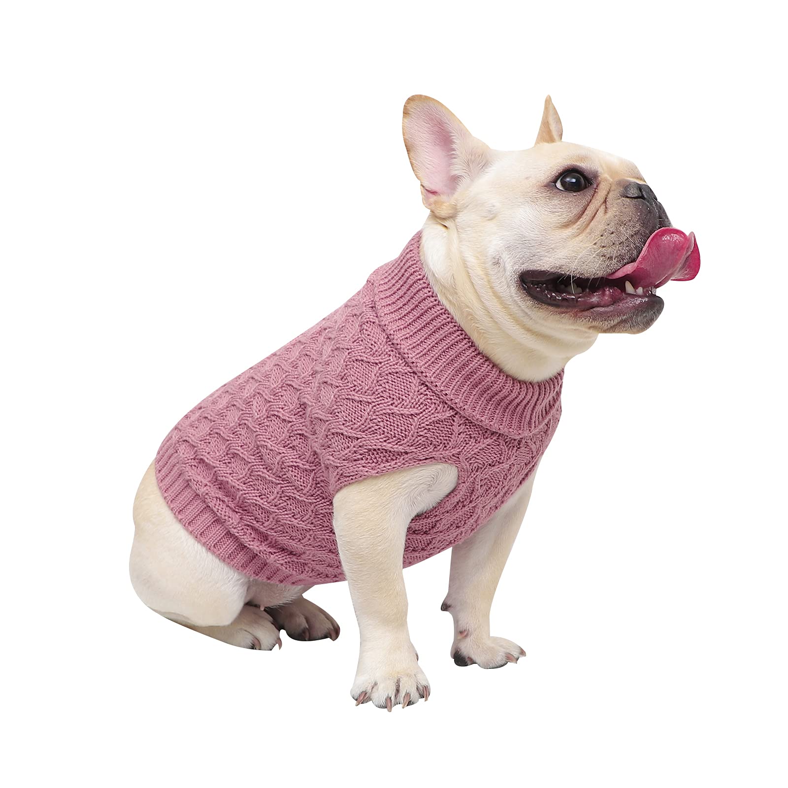 Neiwech Knitted Dog Sweater - Soft & Warm Winter Pet Clothes for Small Dogs, Puppy Sweatshirt (Pink, XL) - Perfect for Cold Weather Walks & Indoor Comfort