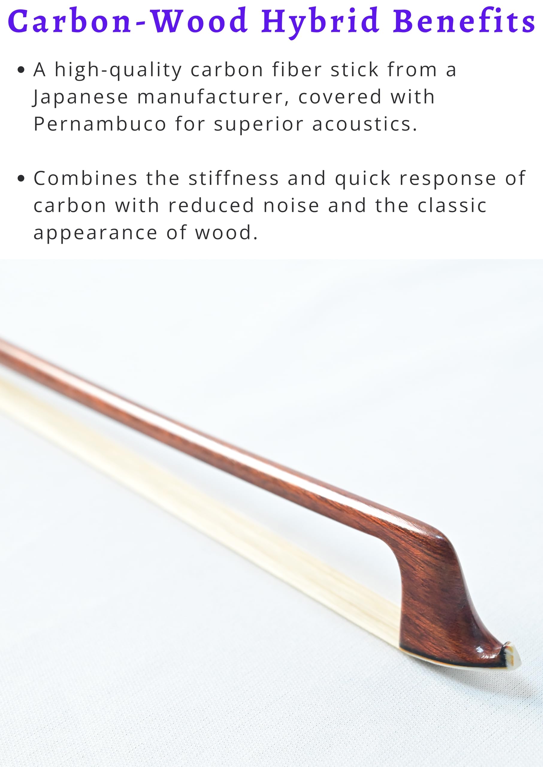 Premium Hybrid Carbon Fiber Violin Bow with Snakewood Frog - Professional Grade AW-401 for Classical & Solo Performances | Perfect for Orchestras, Music Students & Violin Enthusiasts