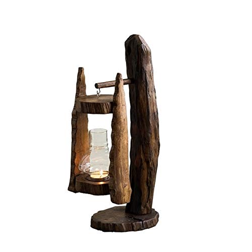 Vintage Southeast Asian Candle Holder Wind Lamp - Handcrafted from Thai Teak Wood, Outdoor Windproof Horse Lantern for Patio, Garden & Home Decor - Romantic Ambiance Lighting for Weddings, Dinners & Relaxation