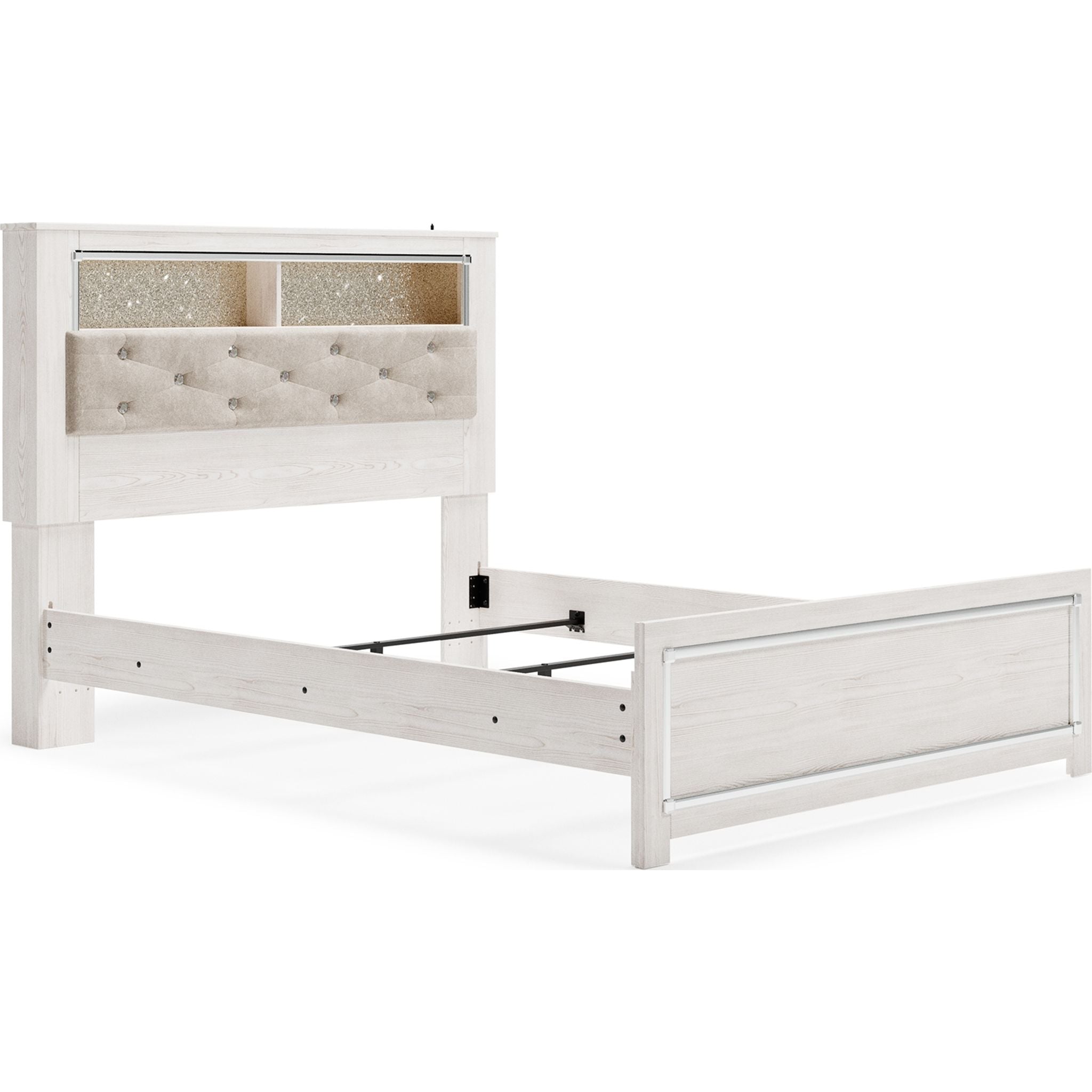 Altyra White Bookcase Bed with Storage - Modern Space-Saving Bed Frame for Small Apartments & Dorm Rooms