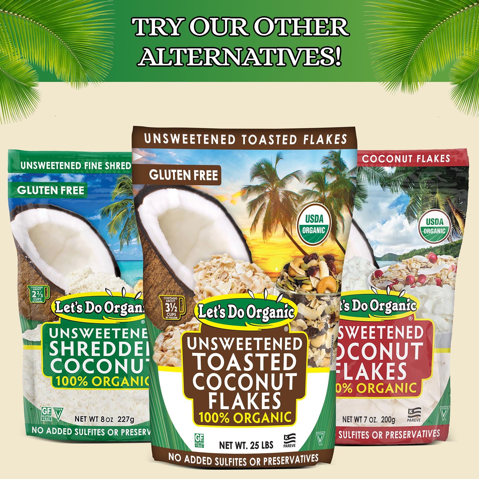 Organic Unsweetened Toasted Coconut Flakes by Edward & Sons Let's Do Organic - 25 lbs Bulk Pack | Perfect for Baking, Smoothies, and Healthy Snacks