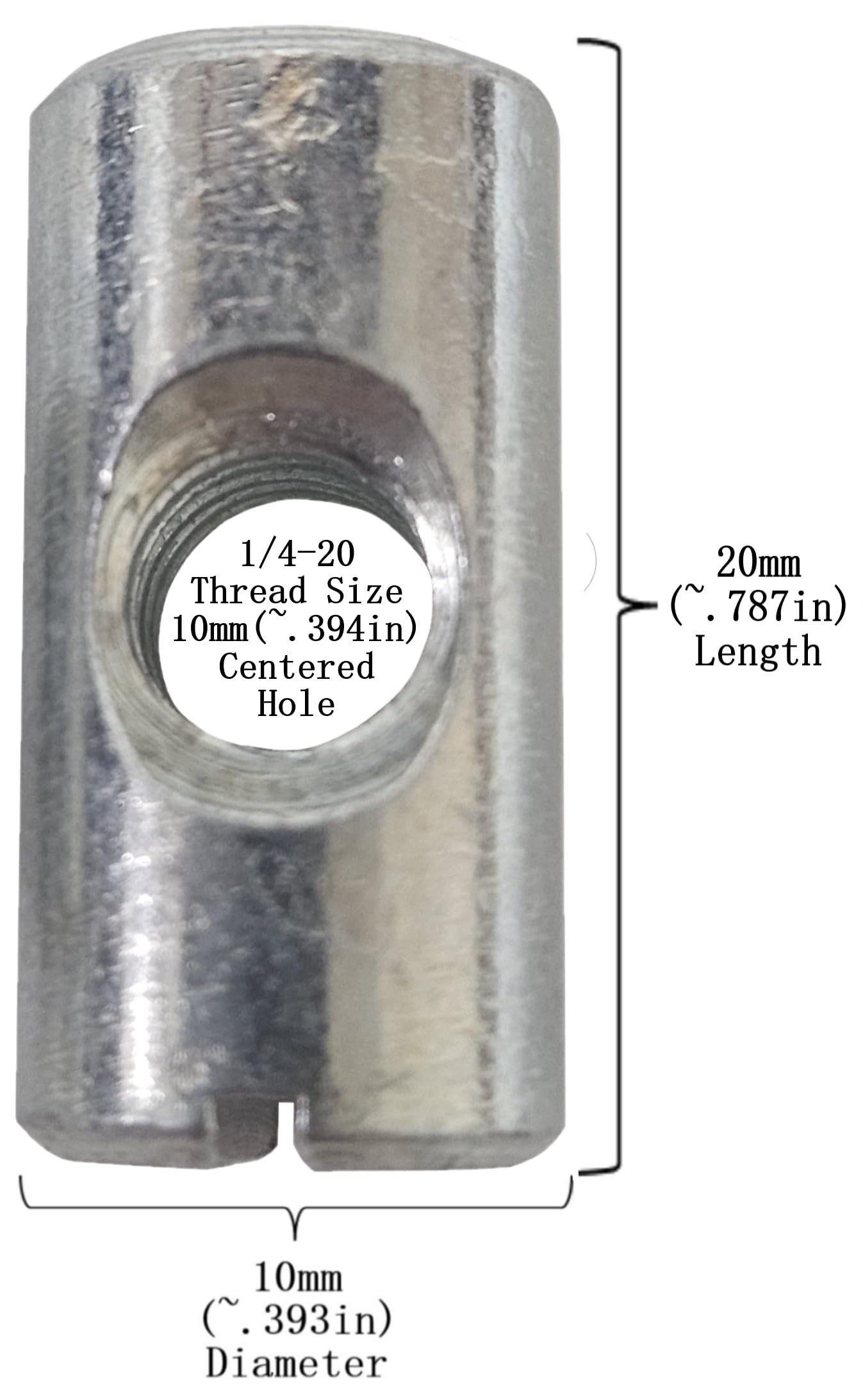 400 Pack 1/4-20 20mm x 10mm Zinc-Plated Cross Dowels Barrel Nuts for Furniture Assembly, CNC Machined - Perfect for Bed Frames, Cabinets & DIY Projects