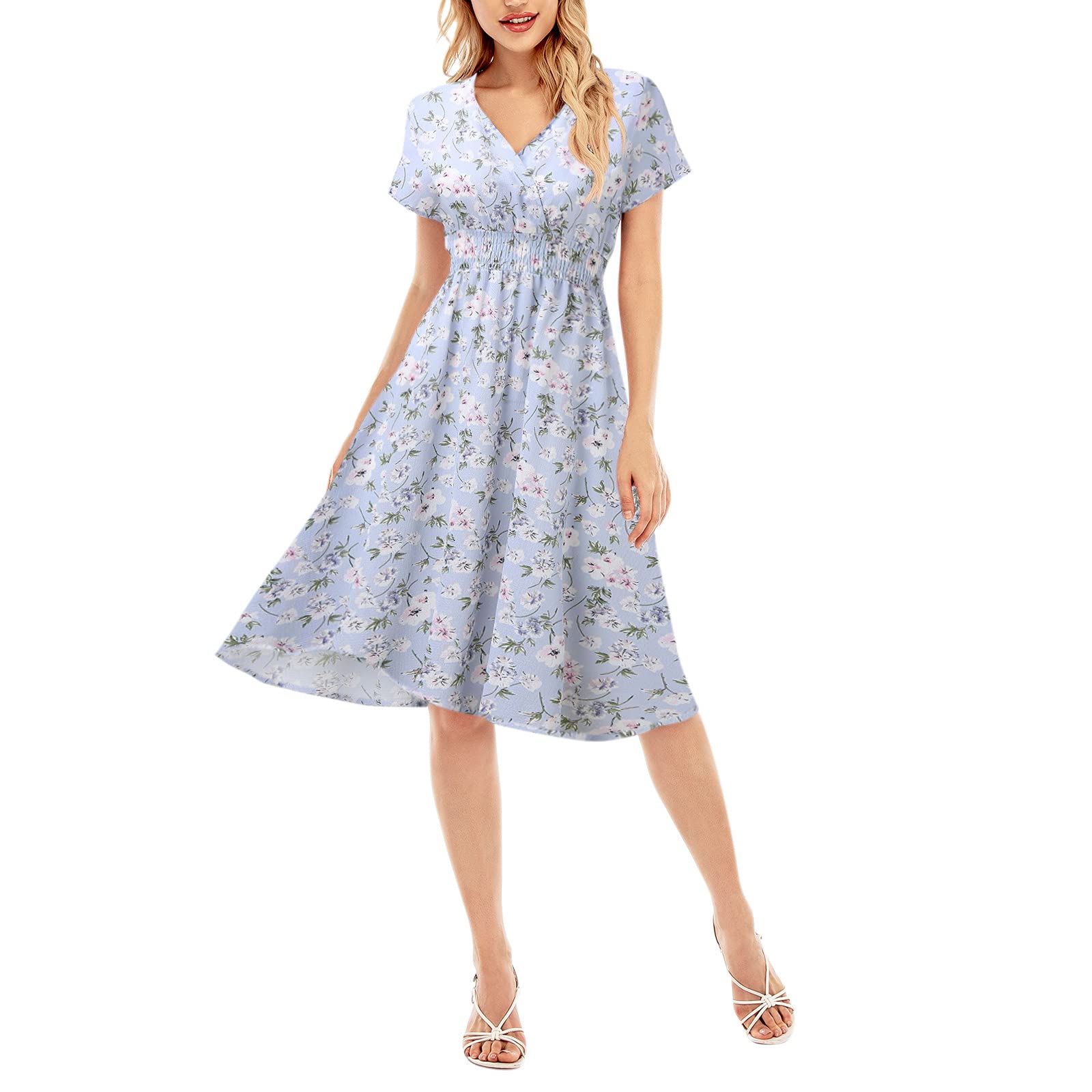 Women's Floral Summer Short Dress - Casual V-Neck Sleeveless Beach Dress for Party & Vacation | Perfect for Beach Outings, Pool Parties and Summer Date Nights