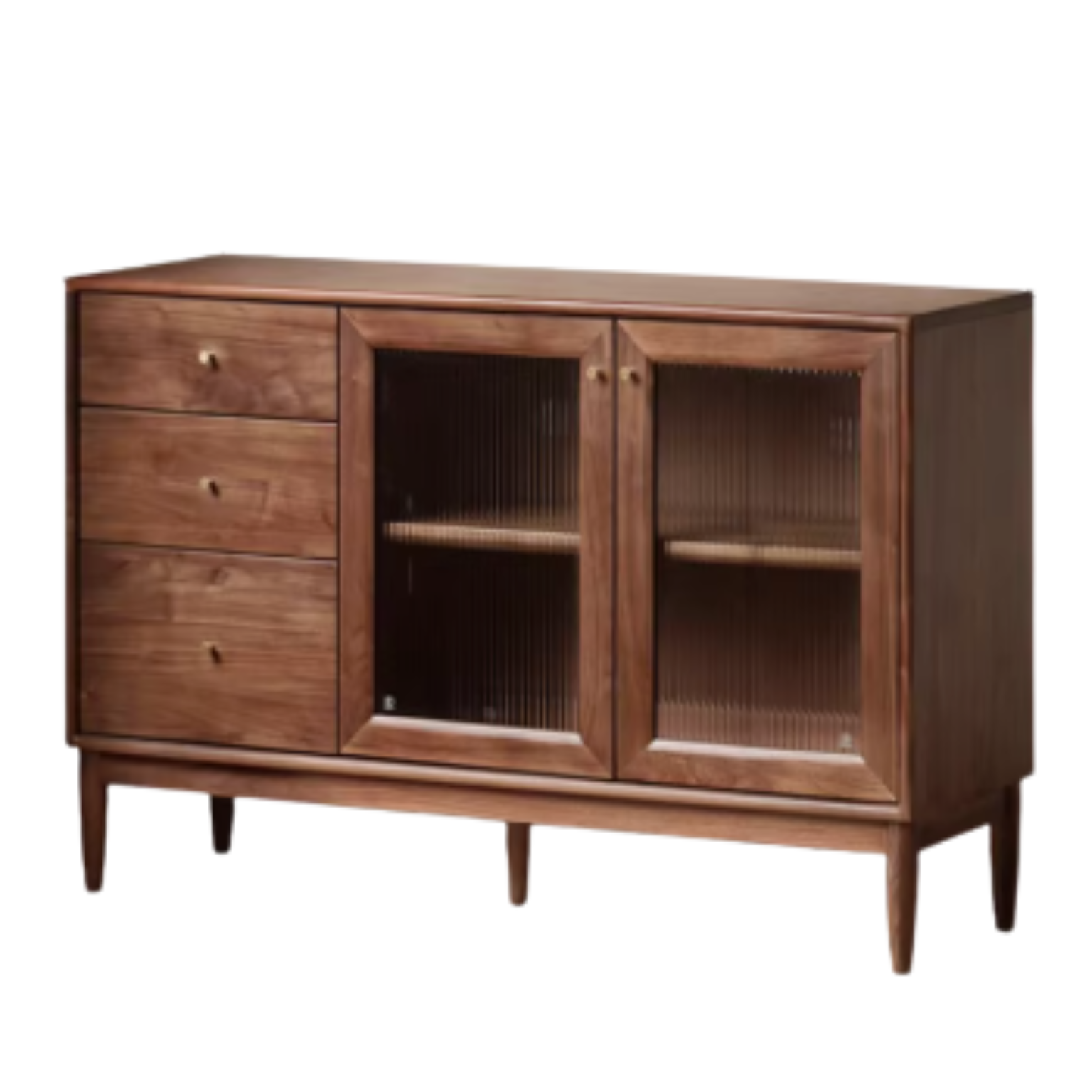 Solid Black Walnut Wood Sideboard Buffet Cabinet - Elegant Dining Room Storage for China, Linens & Entertaining Essentials