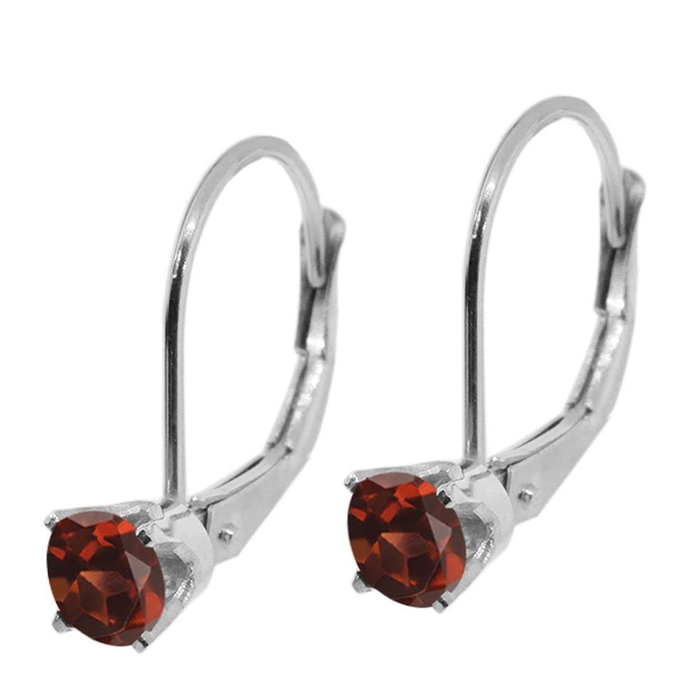 0.40 Ct Natural Round Red Garnet Stud Earrings in 14K White Gold - Gemstone Jewelry for Women, Birthday Gift, Anniversary Present, Valentine's Day, Wedding Party Accessories