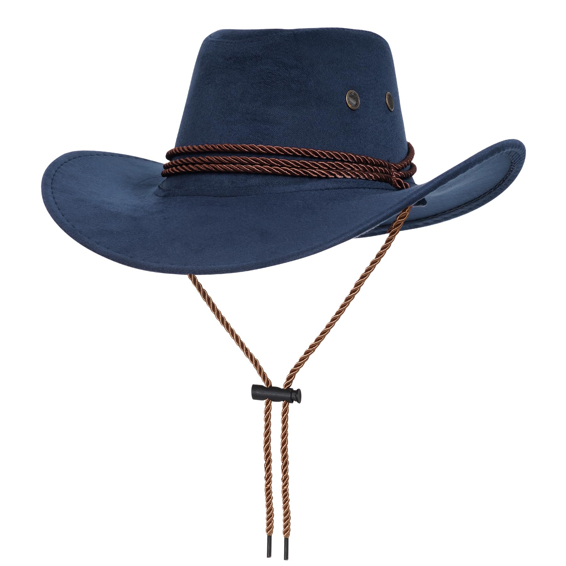 Vintage Unisex Faux Felt Cowboy Hat for Women & Men - Western Style Wide Brim Sun Hat for Outdoor Rodeo, Halloween Costume, and Country Music Festivals