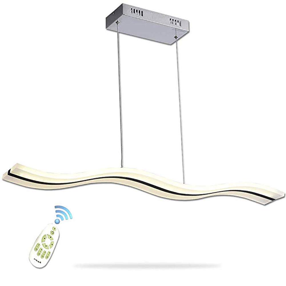 Modern Wave LED Pendant Light Fixture - Dimmable Acrylic Hanging Light with Remote Control for Kitchen Island, Dining Table & Living Room | Contemporary Home & Office Lighting Decor
