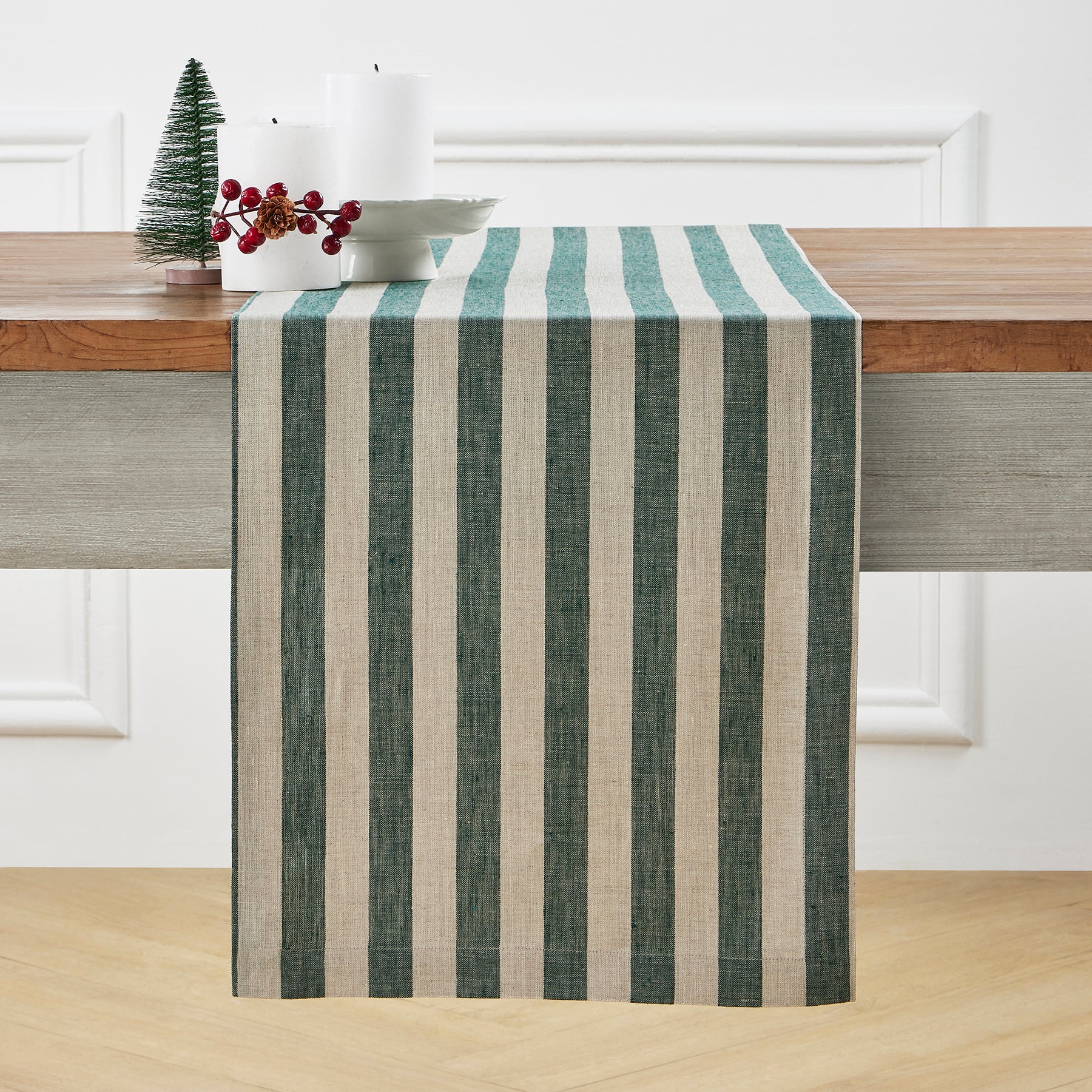 Hunter Green and Natural Sorrento Stripe