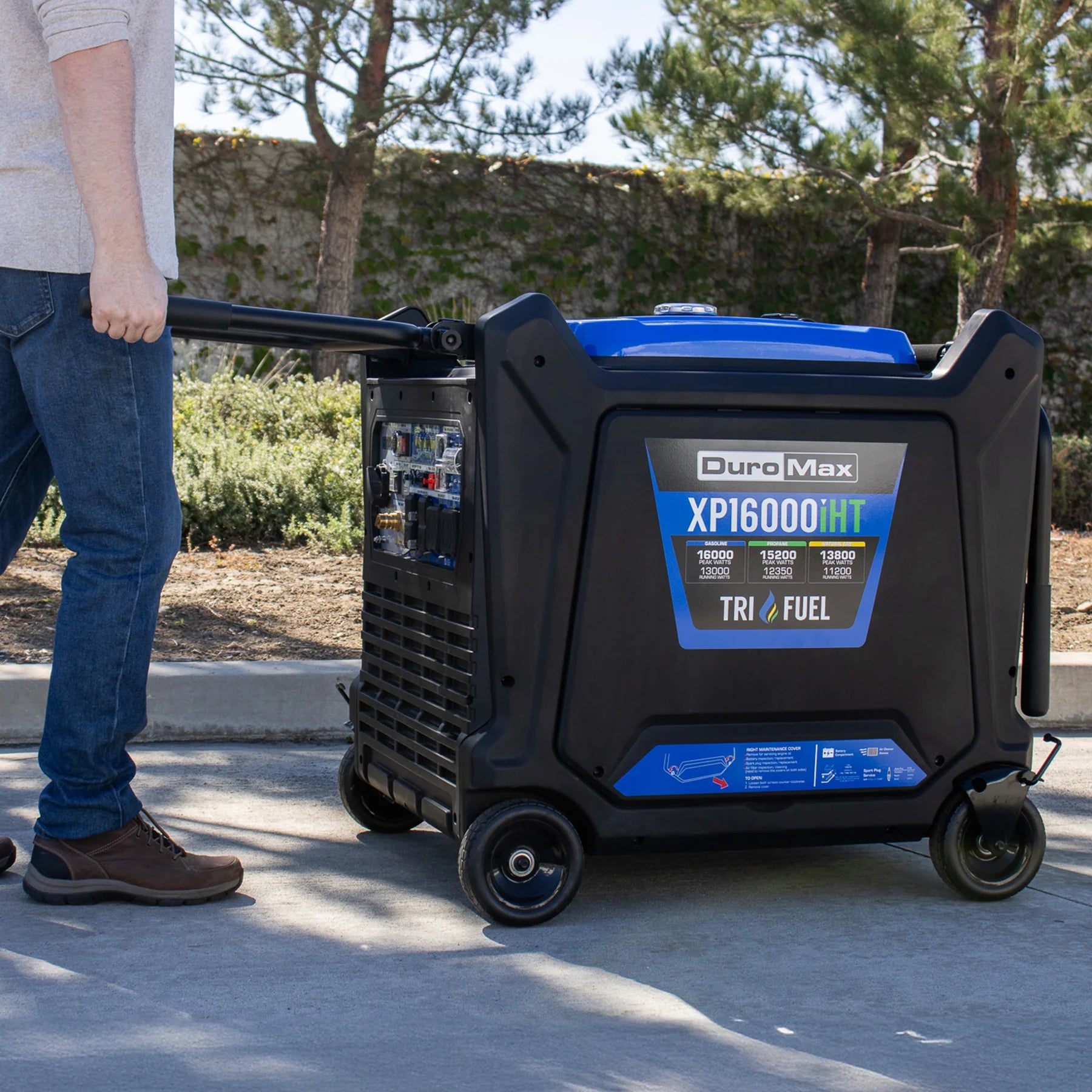DuroMax XP16000iHT 13000W/16000W Tri Fuel Portable Generator - Gasoline, Propane & Natural Gas - Electric Start with CO Alert - Quiet Inverter Technology - Perfect for Home Backup, Camping & Emergency Power
