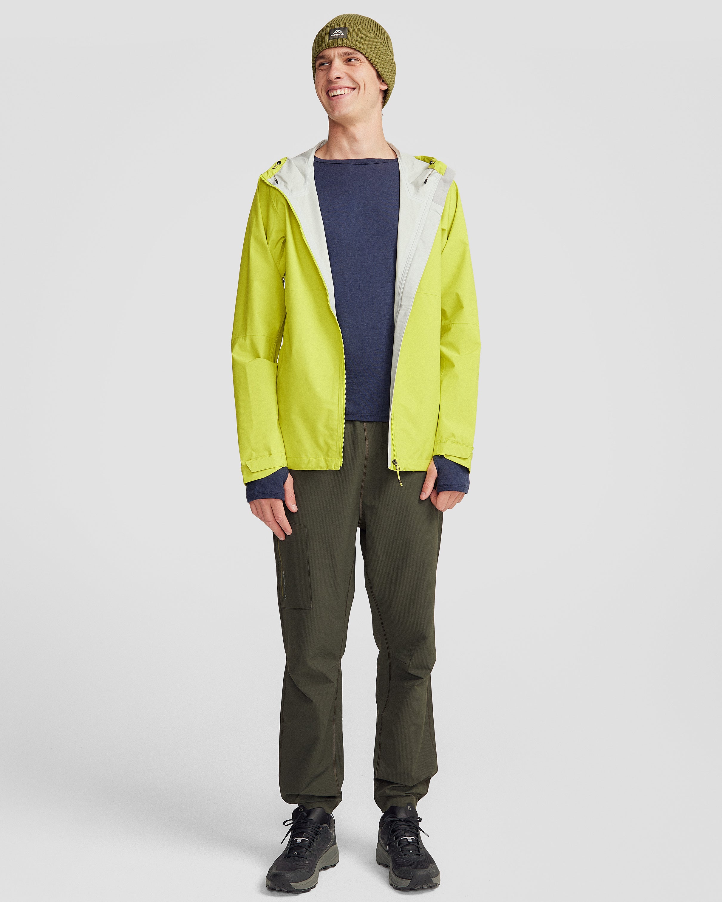 Men's Waterproof Trailhead Stretch 2.5L Rain Jacket - Lightweight Hiking Jacket for Outdoor Adventures - Bright Moss Green for High Visibility