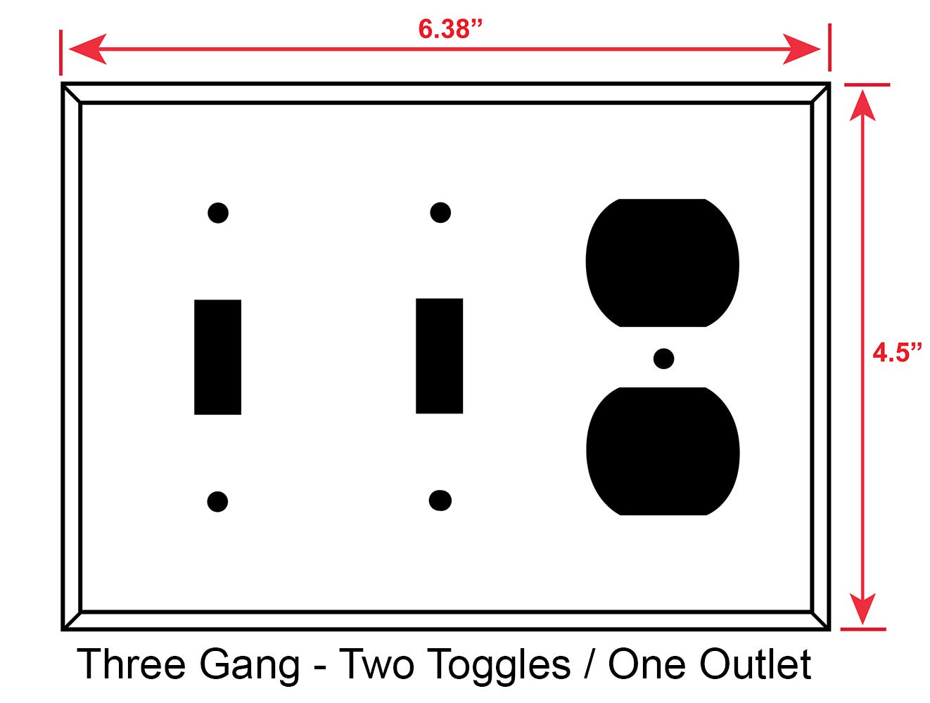 3-Gang Combination Switch Plate Cover - Toggle & Outlet - Grey White Marble Granite Print - Made in USA - Perfect for Home, Office & Restaurant Decor