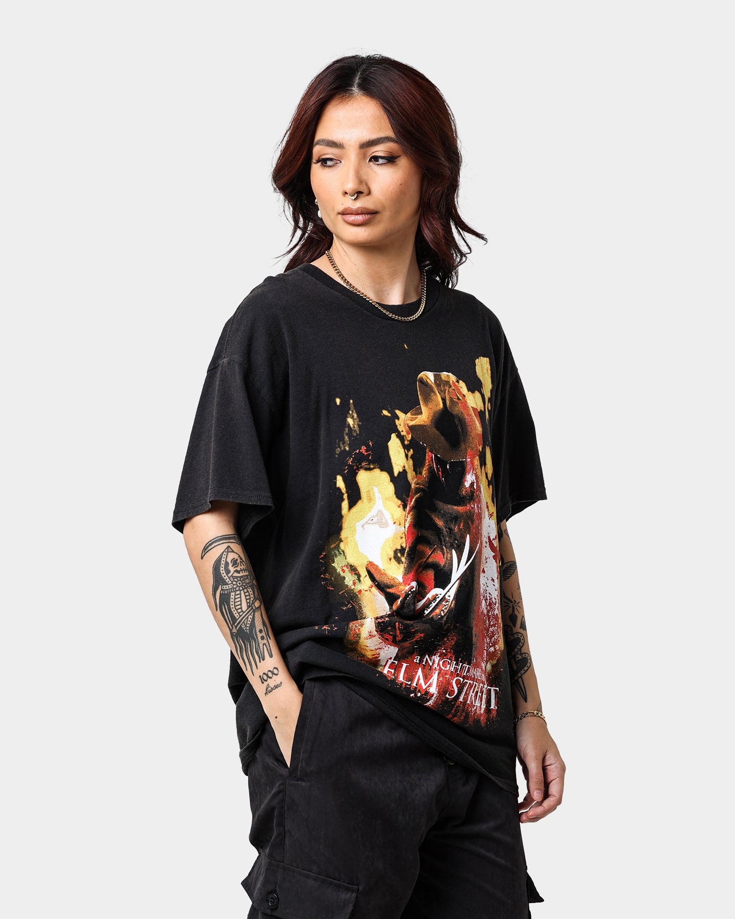 American Thrift X A Nightmare on Elm Street Never Sleep Vintage T-Shirt - Black Retro Horror Movie Tee for Fans & Collectors | Perfect for Halloween, Cosplay & 80s Theme Parties