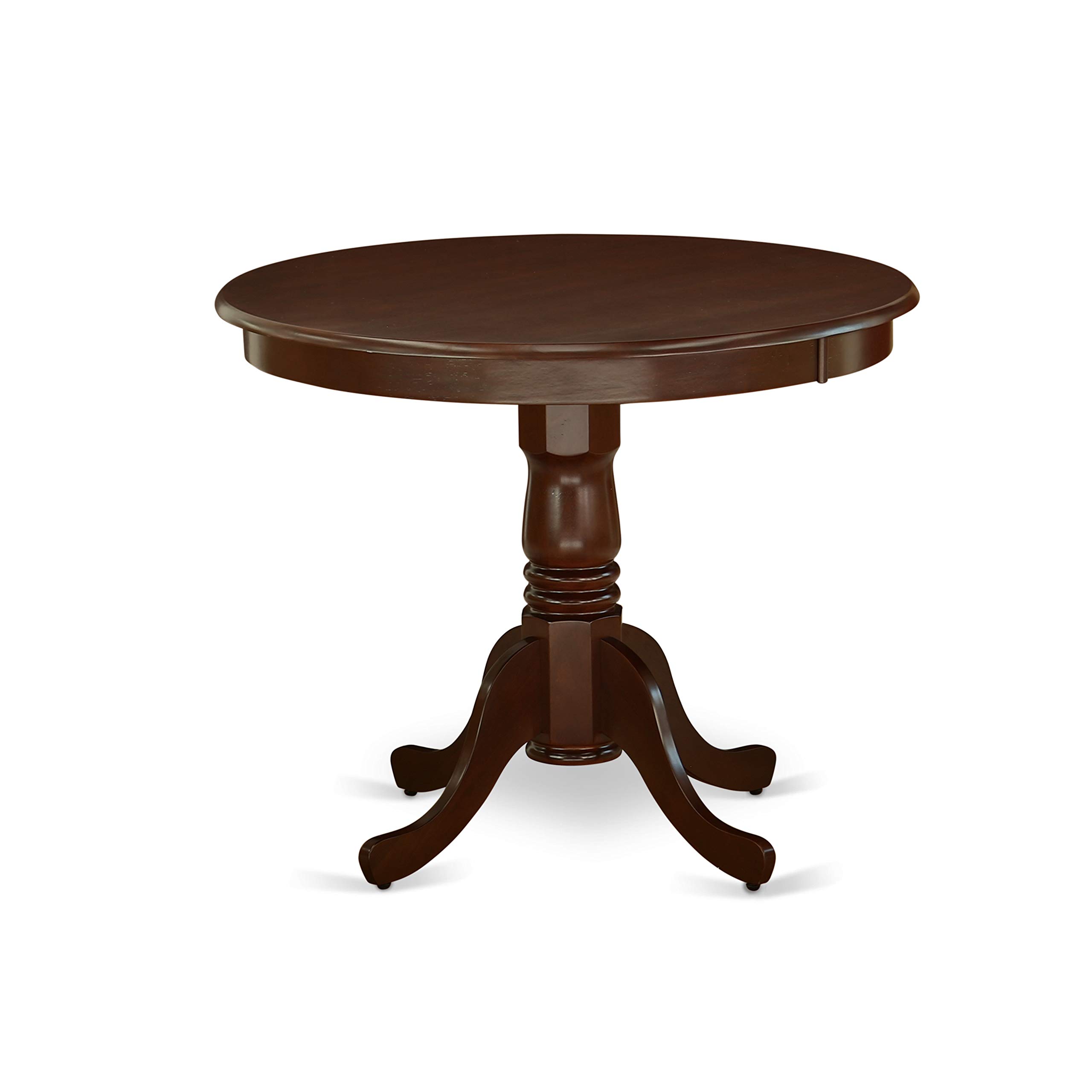 Antique Mahogany Round Dining Table with Pedestal Base - 36x36 Inch Kitchen Table for Small Spaces, Breakfast Nook & Cozy Dining Rooms - East West Furniture