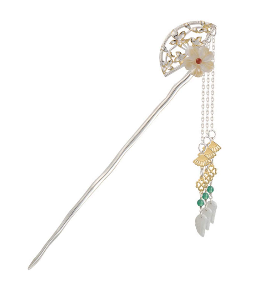 925 Silver Chinese Fan Hair Stick - Handmade Hairpin with Tassels, Traditional Hair Accessory for Women | Perfect Gift for Weddings, Parties & Cultural Events
