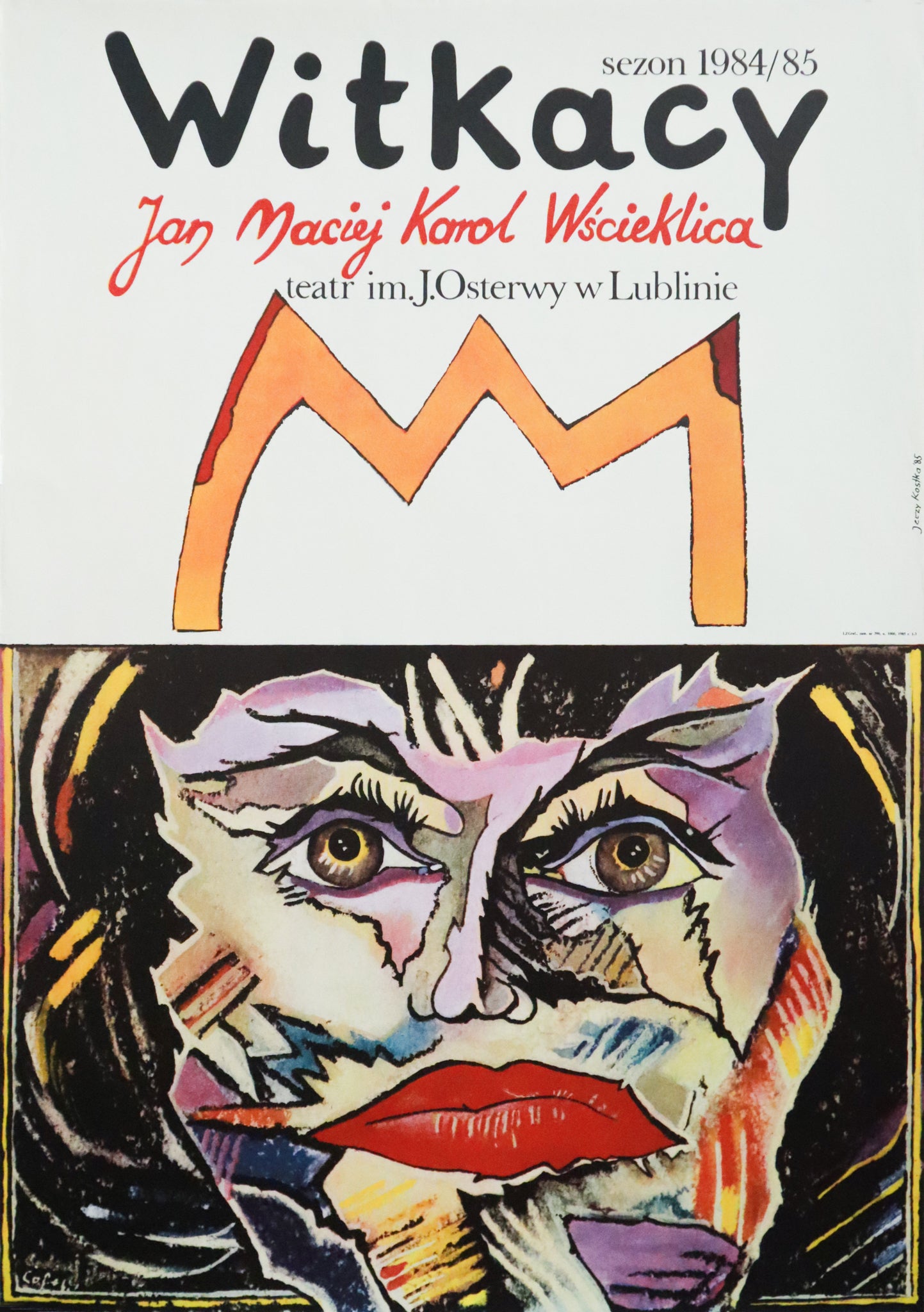 1985 Original Witkacy Kostko Polish Theater Poster - Vintage Collectible Art for Home Decor & Theater Enthusiasts