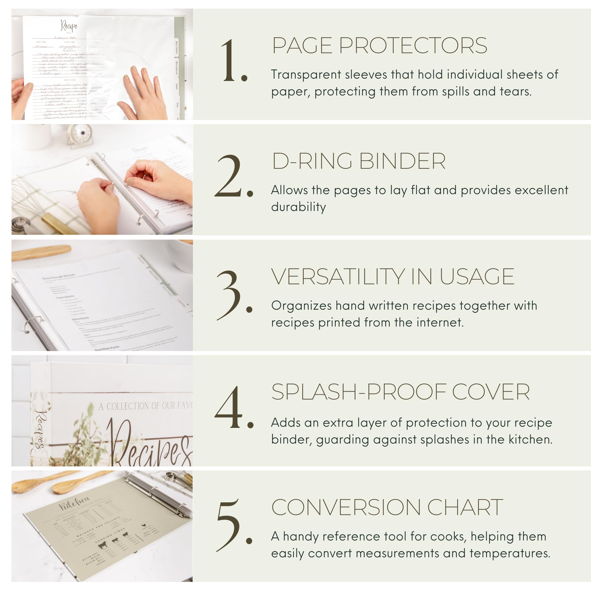 8.5x11 Recipe Binder with Plastic Sleeves | 3-Ring Blank Cookbook Organizer for Writing Your Own Recipes | Perfect Bridal Shower Gift & Family Heirloom | Durable Recipe Book for Home Chefs & Kitchen Organization | Family-Owned Brand