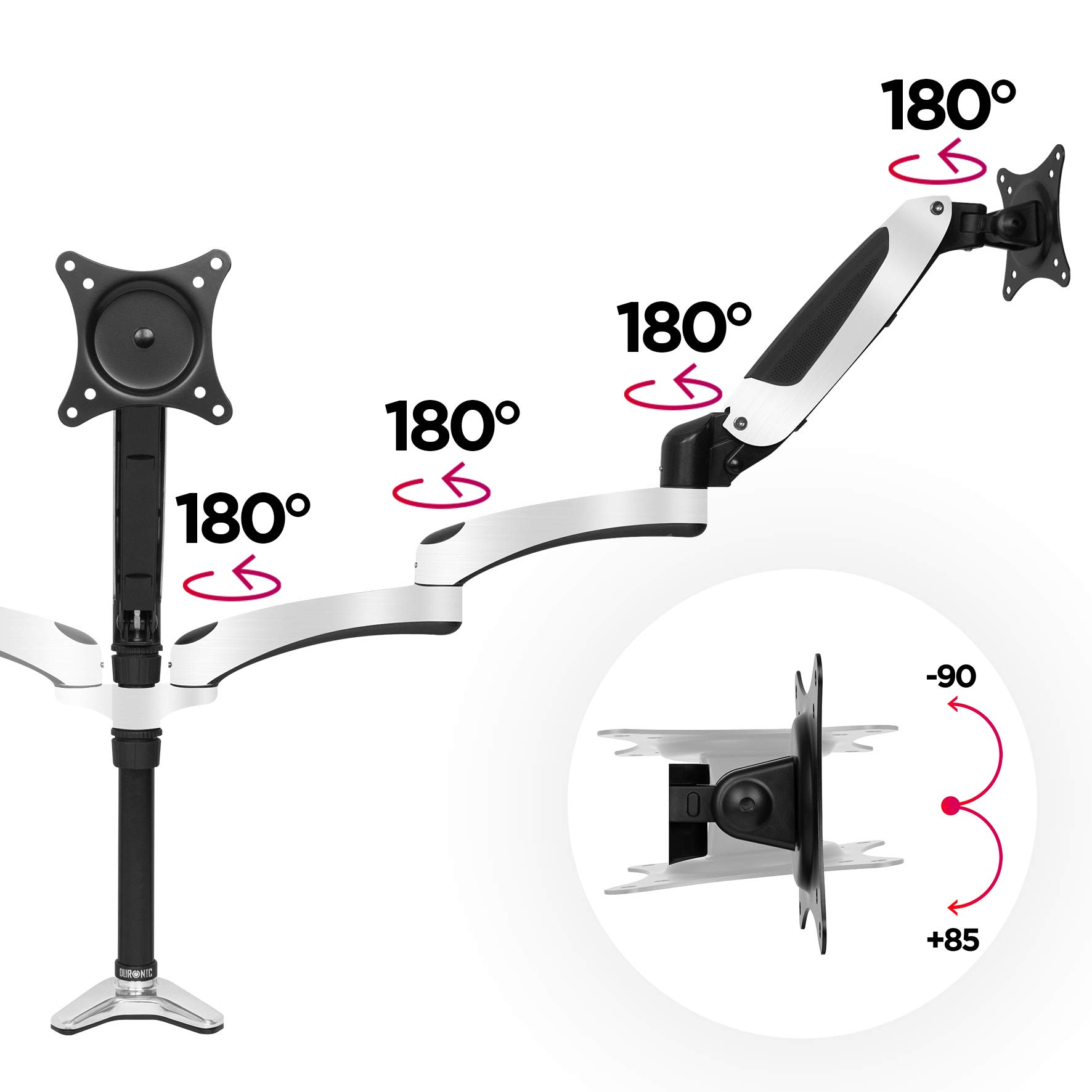 Duronic DM653 Triple Monitor Arm Stand - Adjustable Gas Spring Mount for 3 Screens up to 32