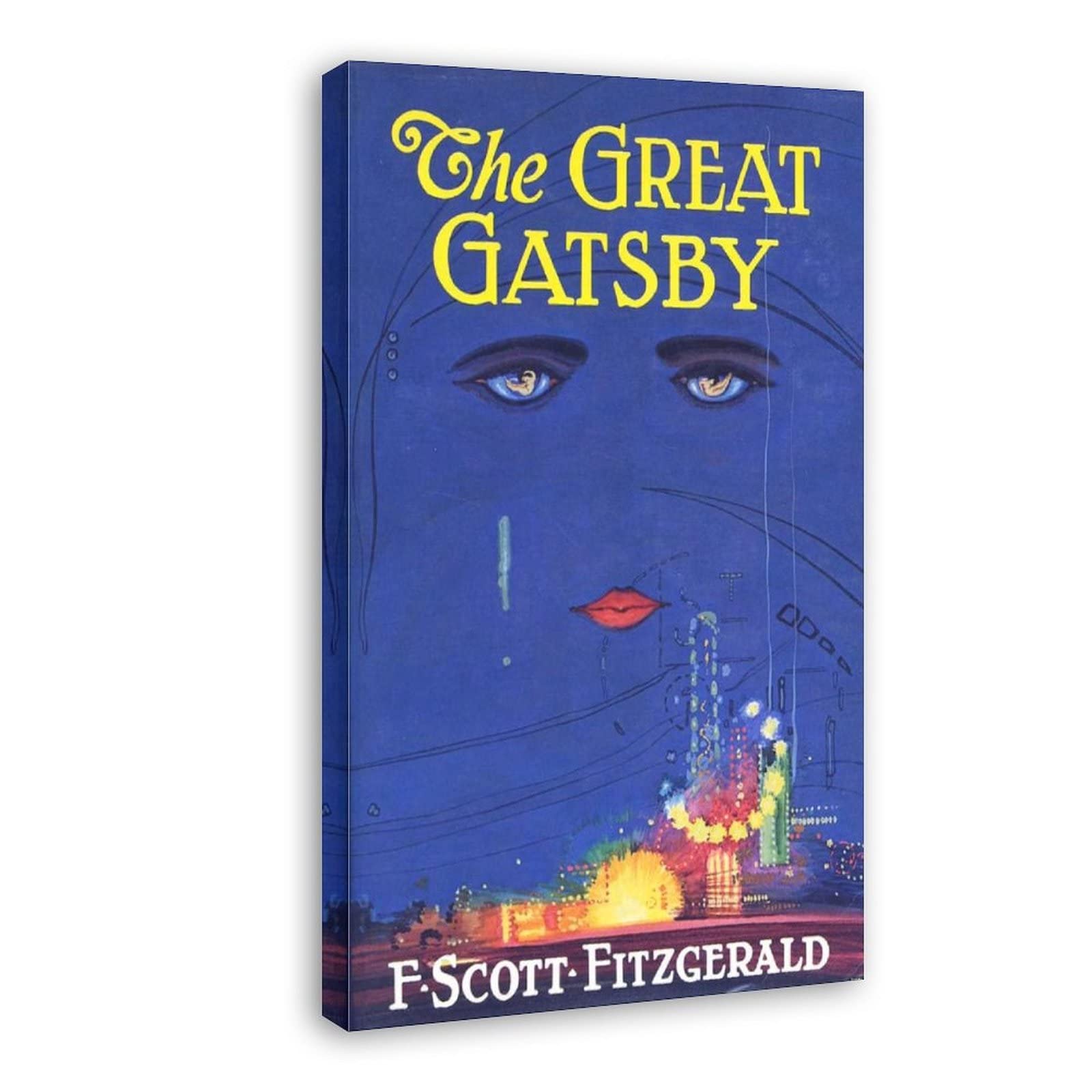 The Great Gatsby Book Cover Poster - 24x36 Inch (60x90cm) Canvas Wall Art for Home & Office Decor - Vintage Literary Gift for Book Lovers - Perfect for Living Room, Bedroom, Study or Library Display