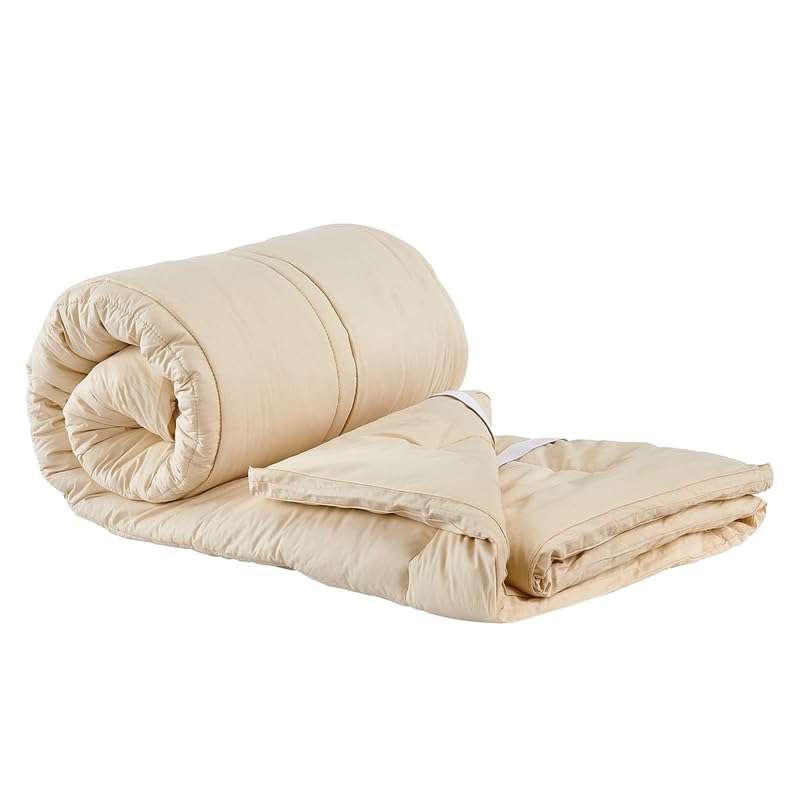 Organic Wool Duvet Topper with Cotton Cover - 100% Merino, 1.5 Inch Thick, All-Season Comfort - Moisture Wicking, Lightweight & Breathable - Twin XL (39x81) - Perfect for Allergy Relief & Temperature Regulation in Bedrooms