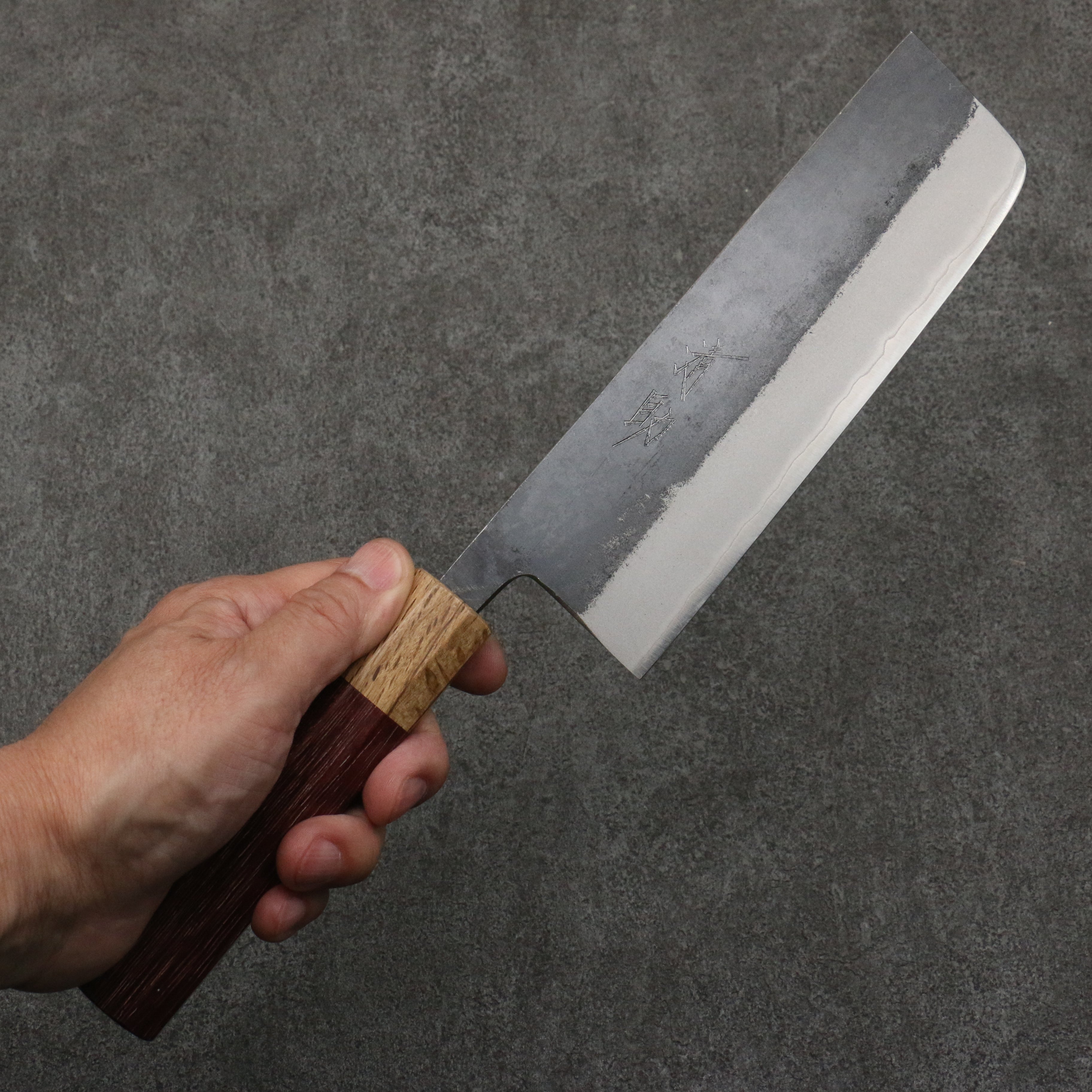 Premium Seisuke Blue Steel No.2 Black Nakiri Knife 165mm - Japanese Chef Knife with Purpleheart & Oak Handle - Perfect for Sushi, Vegetables & Precision Cutting