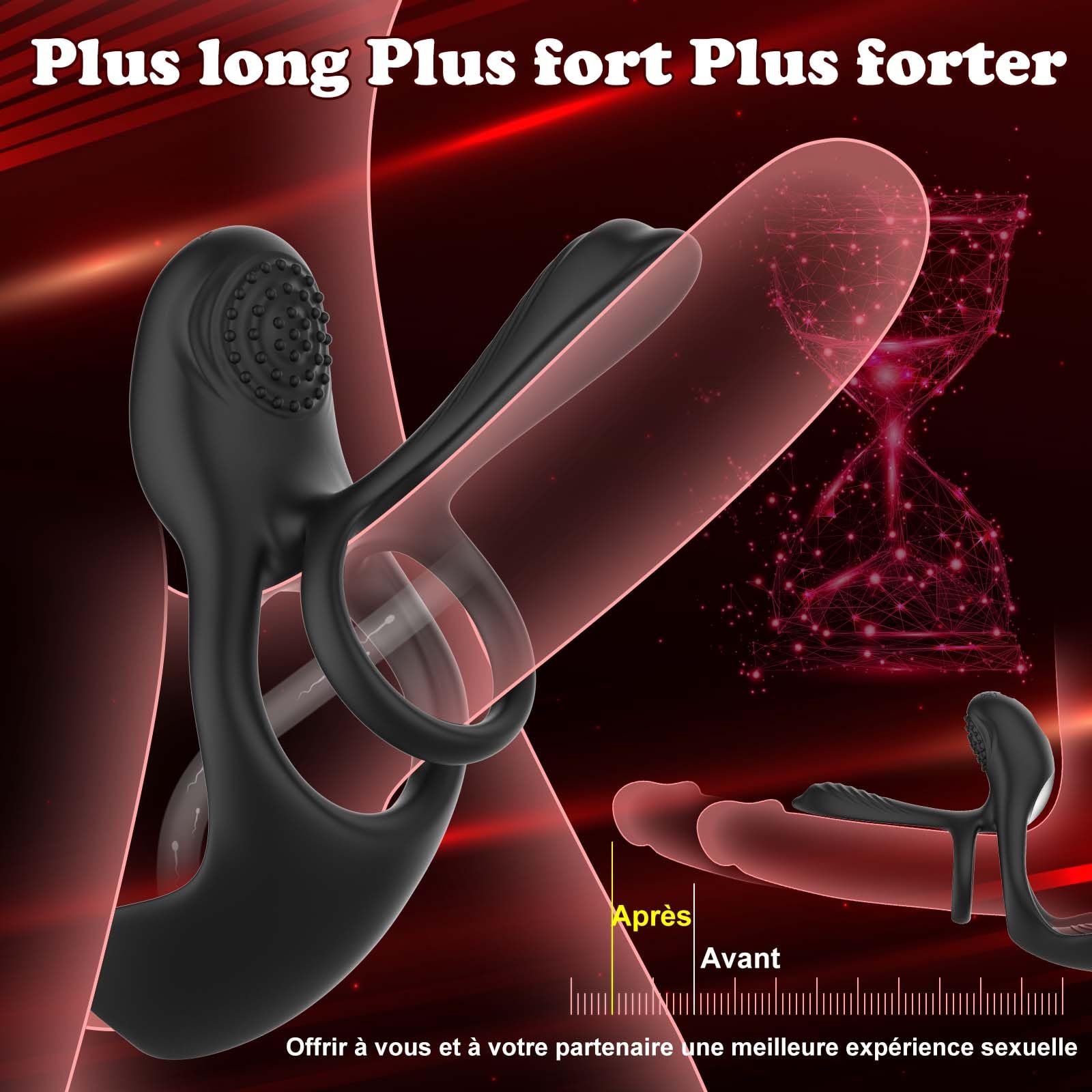4 in 1 Vibrating Cock Ring for Men - Penis Ring with 10 Vibration Modes, Clitoral & G-Spot Stimulator - Couples Sex Toy for Enhanced Pleasure & Longer Erections - Perfect for Date Nights & Spicing Up Relationships