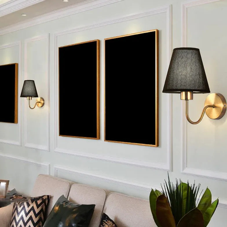 Modern Fabric Lampshade Gold Wall Light - Elegant Home Decor for Living Room, Bedroom & Dining Area
