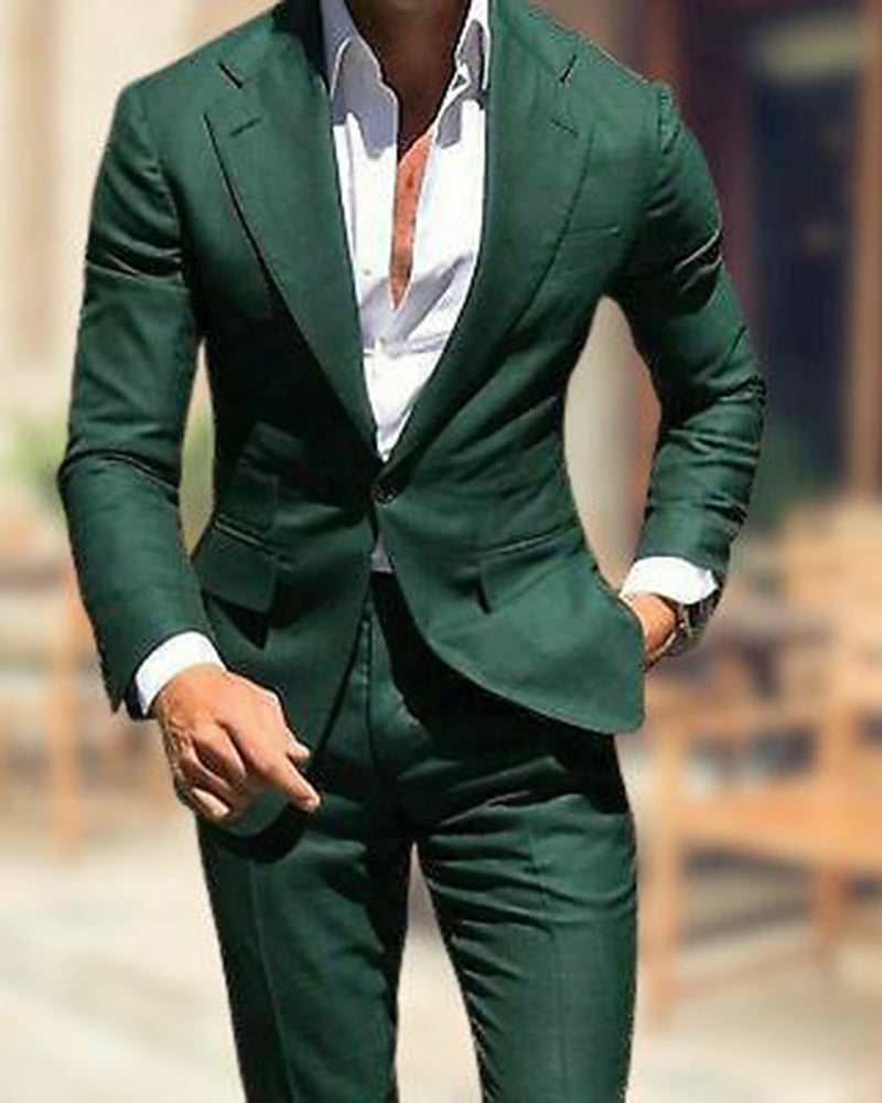 Forest Dark Green Groomsmen Blazer Suits 2-Piece Wedding Outfit for Men CB101140 - Perfect for Weddings, Proms & Formal Events
