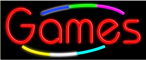 Vintage Neon Game Room Sign - Handcrafted Glass LED Light for Arcade, Bar & Man Cave Decor - Made in USA - Perfect for Gaming Enthusiasts & Retro Themed Spaces