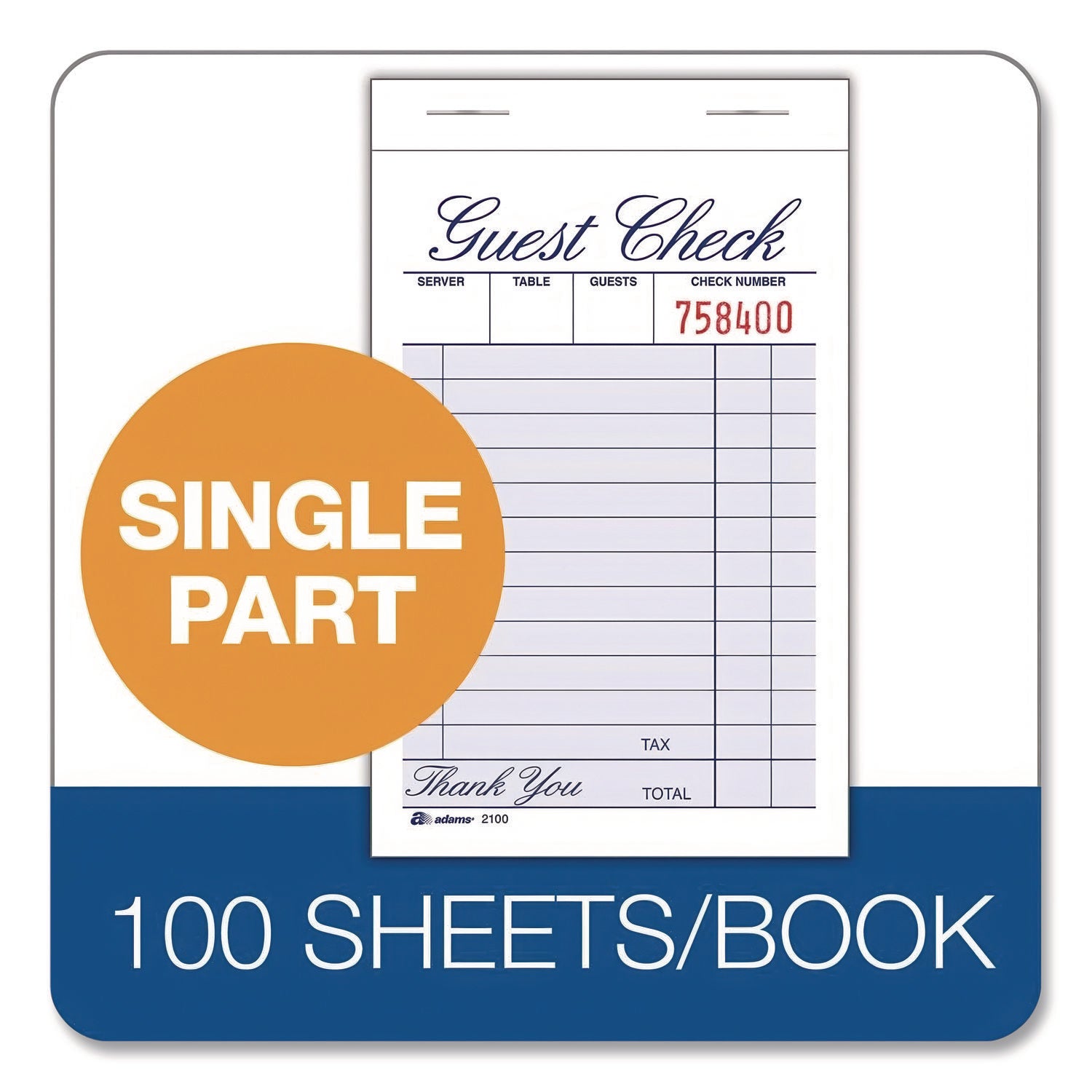 Adams® One Part Guest Check Pad - 3.35