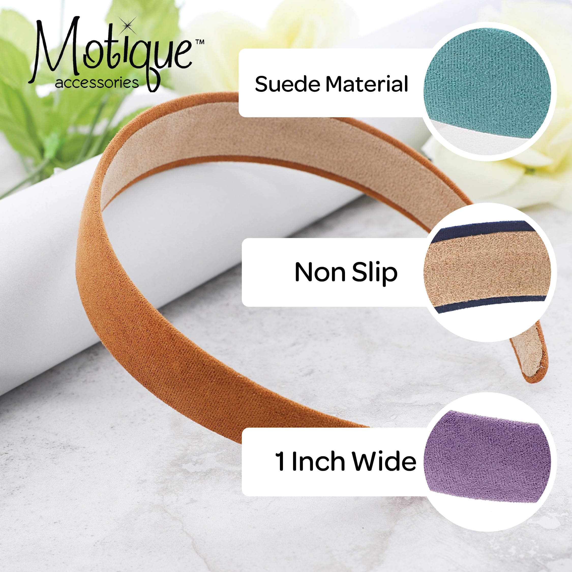 1 Inch Wide Black Suede-Like Headband for Women and Girls - Stylish Solid Hair Band for Everyday Wear, Workouts, and Special Occasions