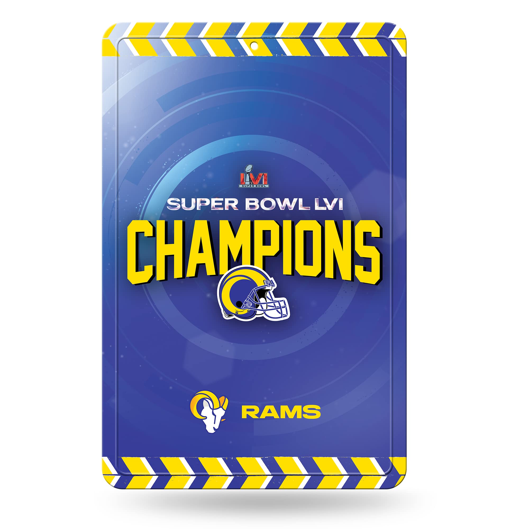 NFL Los Angeles Rams 2022 Super Bowl LVI Champions 11x17 Inch Metal Wall Sign - Commemorative Home Decor for Sports Fans & Man Cave