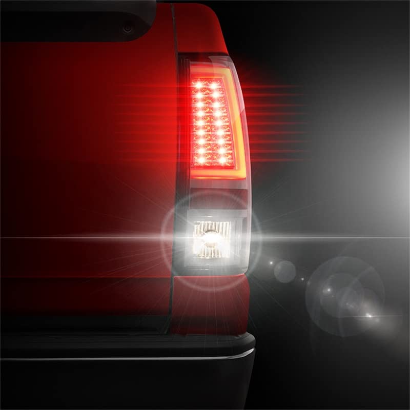 Xtune Spyder 5081896 LED Tail Lights - Smoke Lens for 99-02 Chevy Silverado 1500/2500 (Excludes Stepside) & 99-07 GMC Sierra 1500/2500/3500 (Fits 2007 Classic) - Upgrade Your Truck's Style & Visibility for Night Driving & Towing