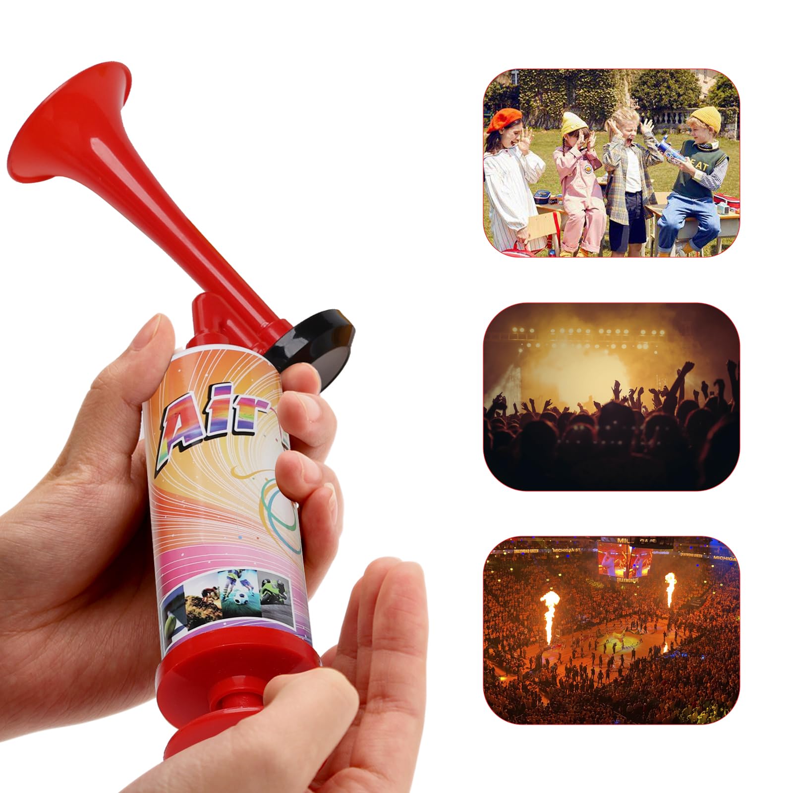 5-Pack Mini Air Horn Hand Pump - Loud Noisemakers for Sporting Events, Parties, Celebrations & Goodie Bags - Fun Birthday Favors for Kids & Adults - Perfect for Football Games, New Year's Eve & Graduation Parties