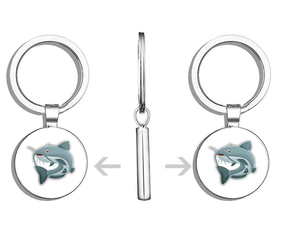Cartoon Catfish Double-Sided Stainless Steel Keychain - Durable Key Ring & Car Key Finder for Home, Office, and Travel Accessories