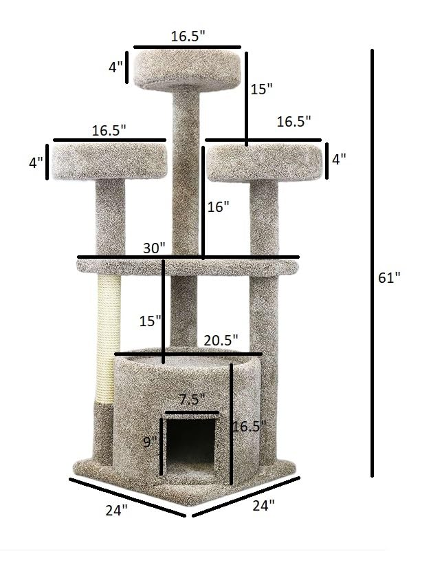 Premium Cat Tree for Large Cats - Sturdy 130014-Neutral Maine Coon Cat House with Scratching Posts & Perches | Perfect for Indoor Cats, Multi-Level Play & Relaxation