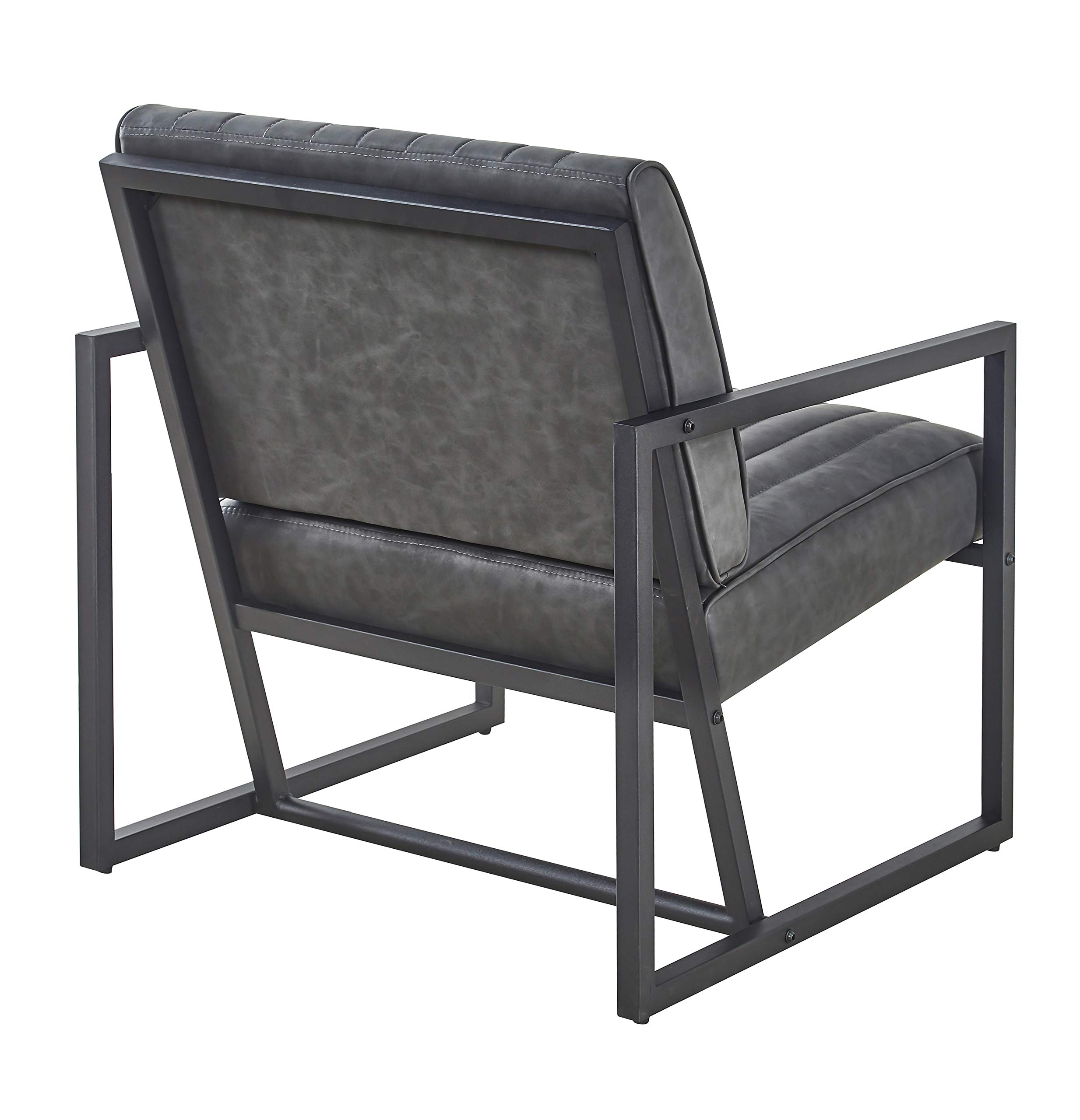 Modern Brown PU Leather & Steel Armchair - Sturdy Dining Chair for Kitchen, Bedroom, Living Room - Perfect for Small Spaces & Home Offices