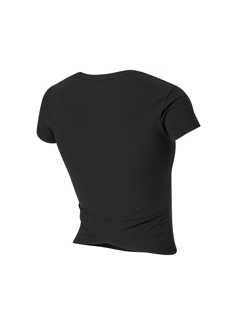 Lightweight Tricot Overlap Short Sleeve Top for Women - Breathable Summer Blouse for Casual Wear, Office & Outdoor Activities