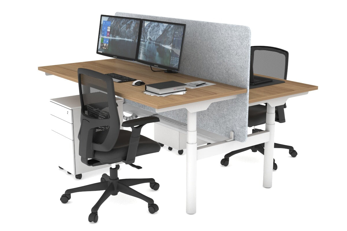 Flexi Premium Height Adjustable 2-Person H Bench Workstation - White Frame [1600L x 700W] - Ergonomic Office & Home Workspace Solution for Collaborative Teams & Remote Workers