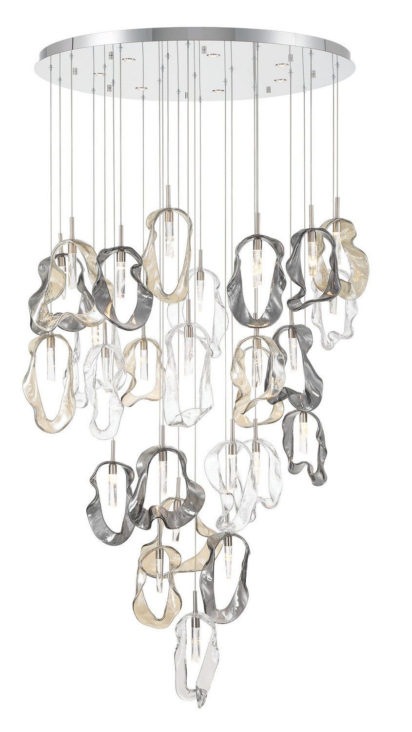 33-Light Modern Chandelier in Brushed Nickel Finish - Elegant Dining Room & Bedroom Ceiling Lighting Fixture for Home Decor
