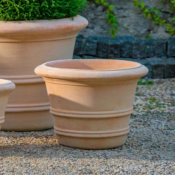 Classic Double Rolled Rim 14.75 Inch Terra Cotta Planter Set of 3 by Campania International - Perfect for Indoor Plants, Outdoor Garden Decor, and Patio Flower Pots