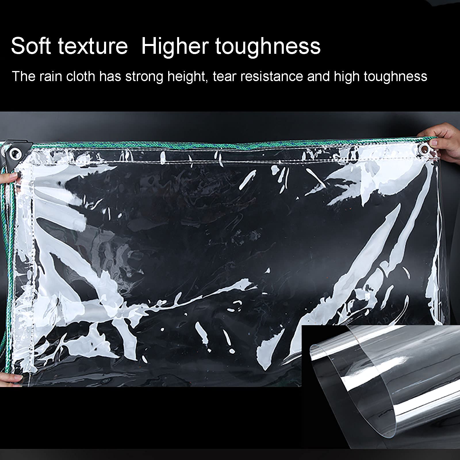0.55mm Clear PVC Tarpaulin - Waterproof All-Weather Transparent Canopy Cover for Outdoor Garden Furniture, Patio, Camping & Plant Protection | Foldable Weatherproof Tarp